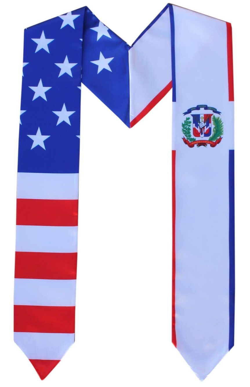 6045 Graduation Combo USA Country Flag Stole Sash Scarf Graduate Pride D